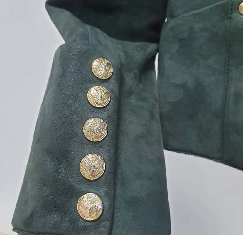 Balmain Biker Style Jacket Jacket Green Shearling Very good condition - Box View