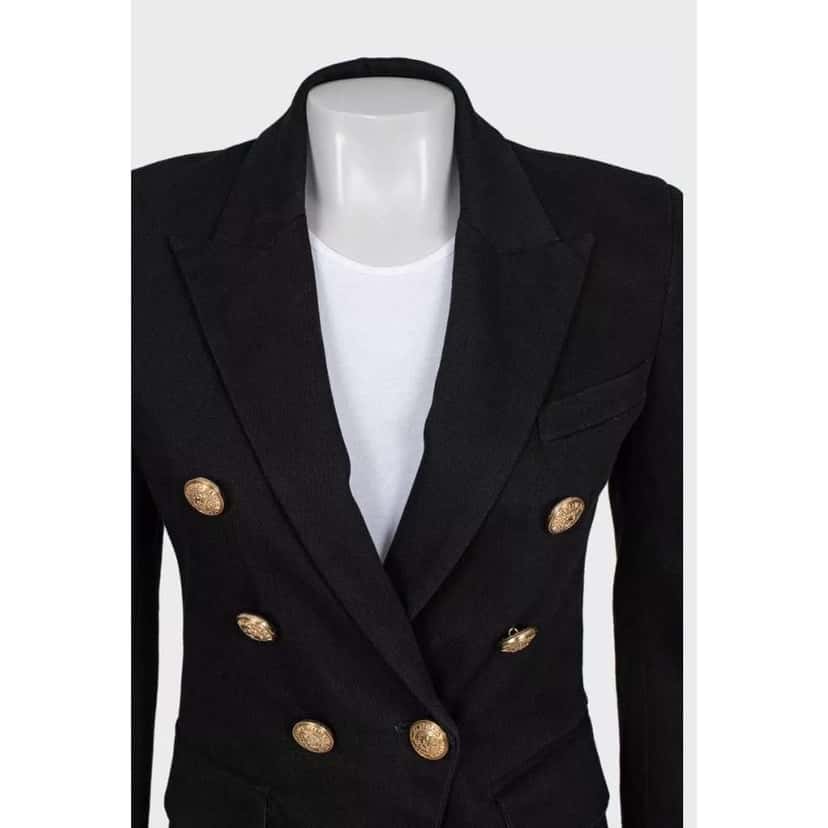 Balmain Fitted Jacket with Signature Buttons Black Cotton Very good condition - Model View