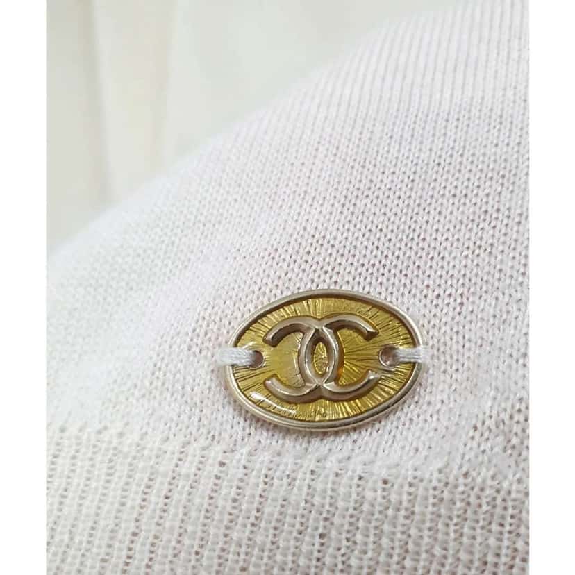 Chanel Tie Neck Blouse Black Wool Good condition - Inside View