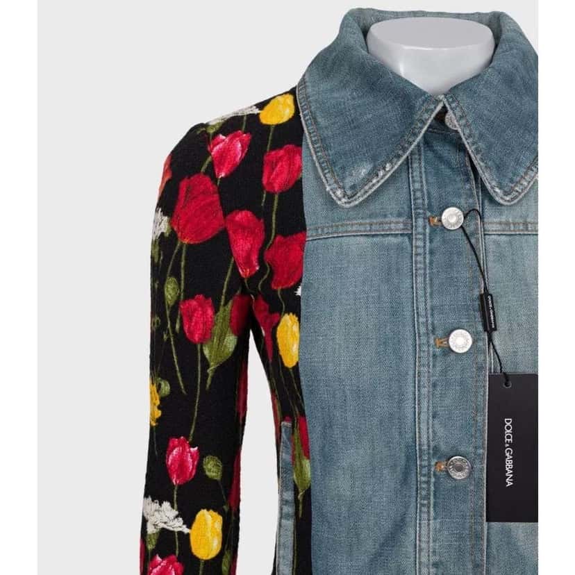 Dolce & Gabbana Floral Jacket Silver Cotton Very good condition - Model View