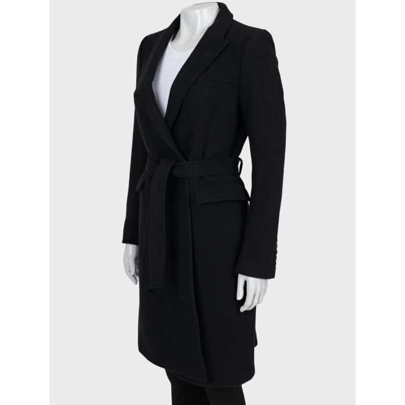 Saint Laurent Angora Belted Coat Black Cotton Very good condition - Back View