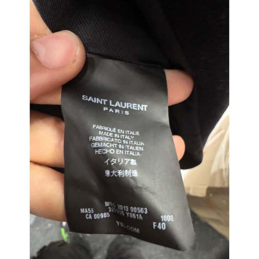 Saint Laurent Angora Belted Coat Black Cotton Very good condition - Box View