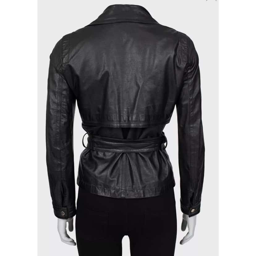 Gucci Belted Jacket Black Leather Very good condition - Model View