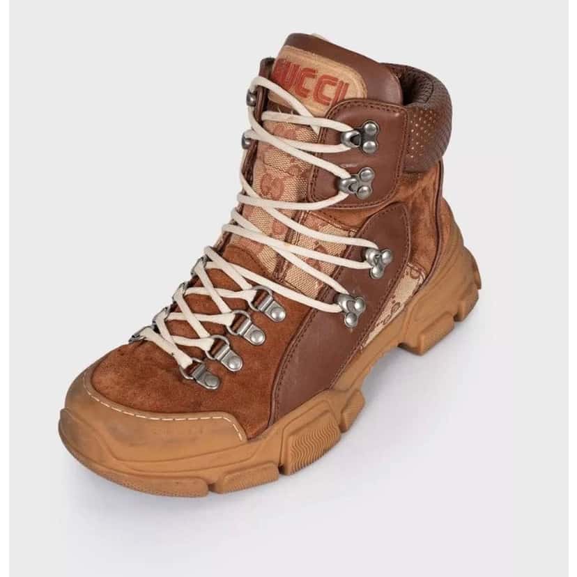 Gucci Lace Up Ankle Boots Brown Leather Very good condition - Inside View