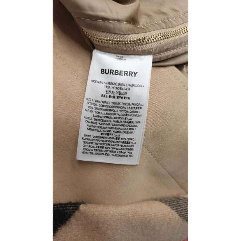 Burberry Check Trim Coat Beige Cotton Very good condition - Box View