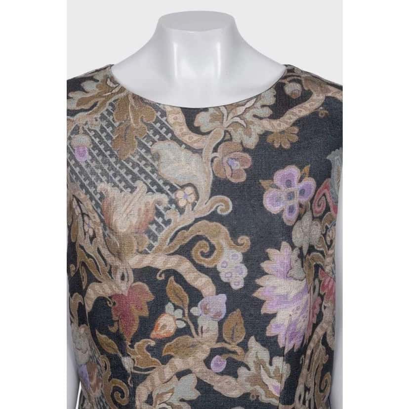 Dries Van Noten Floral Print Midi Dress MultiColor Silk Very good condition - Model View