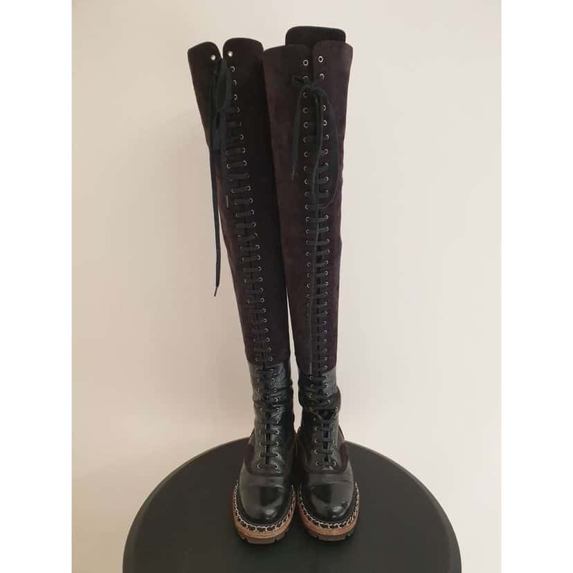 Chanel Paris Salzburg Over the Knee Brown Leather Very good condition - Box View