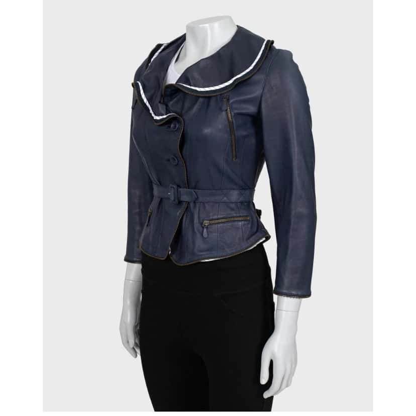 Alexander Mcqueen Jacket Blue Leather Very good condition - Back View