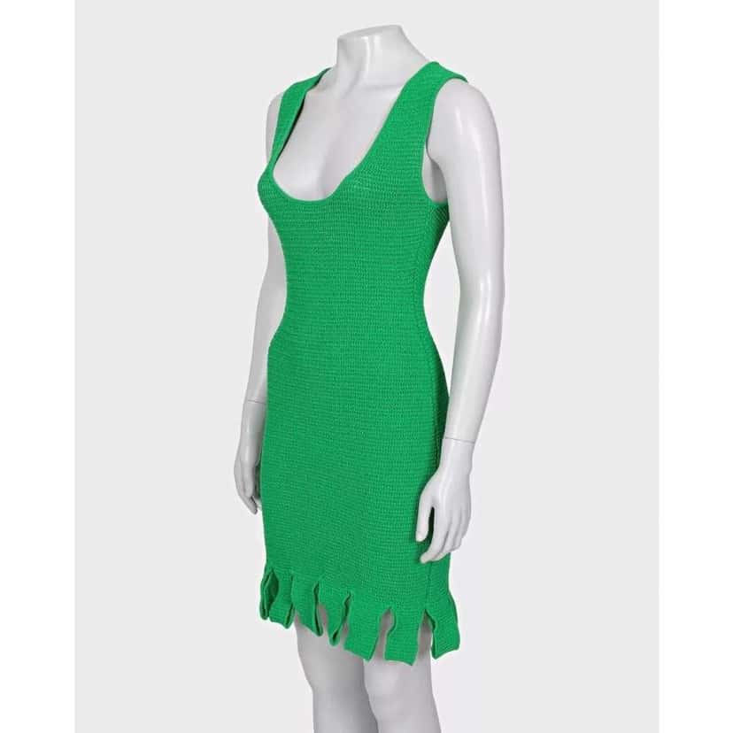 Bottega Veneta Knitted Dress Green Cotton Very good condition - Back View