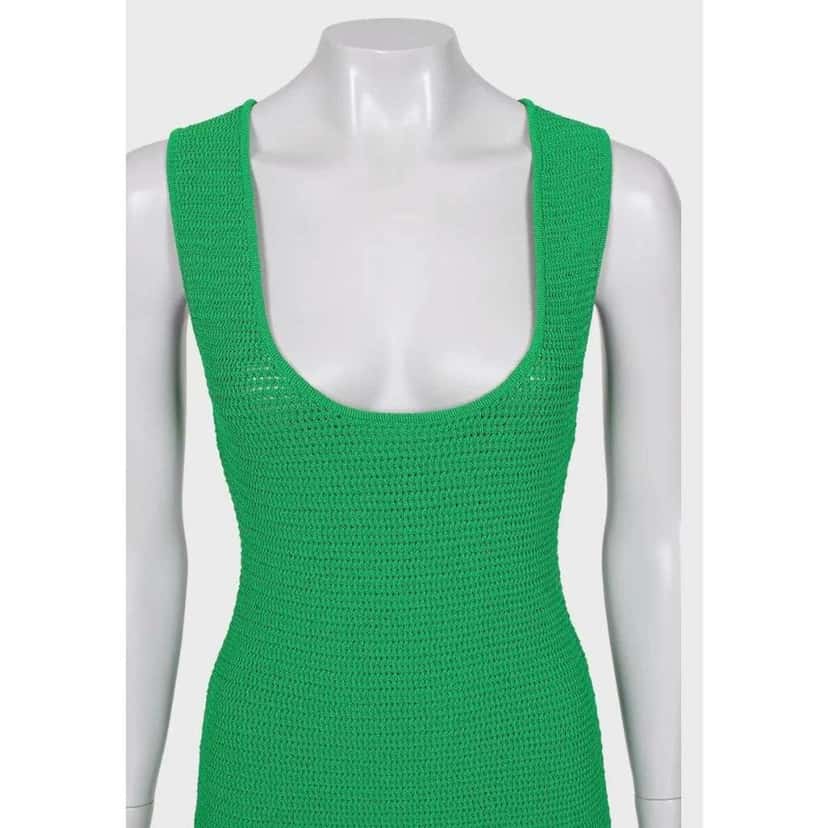 Bottega Veneta Knitted Dress Green Cotton Very good condition - Model View