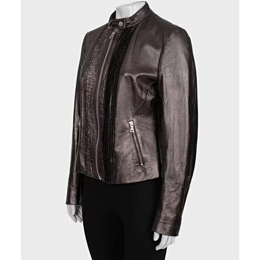 Prada Ruffle Jacket Brown Leather Very good condition - Back View