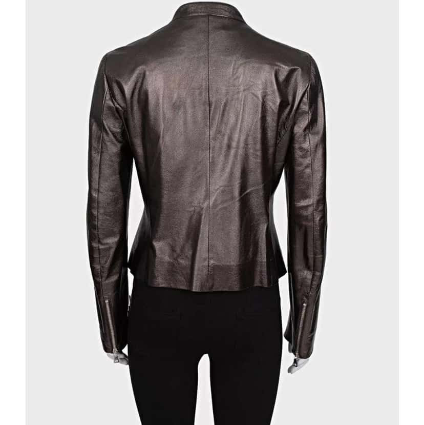 Prada Ruffle Jacket Brown Leather Very good condition - Inside View