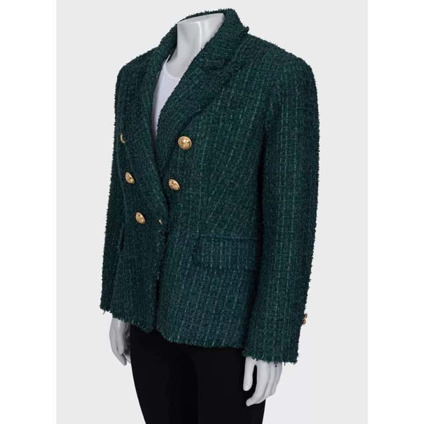 Balmain Fitted Jacket Buttons Green Cotton Very good condition - Back View