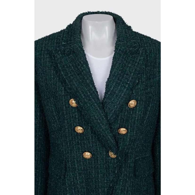 Balmain Fitted Jacket Buttons Green Cotton Very good condition - Model View
