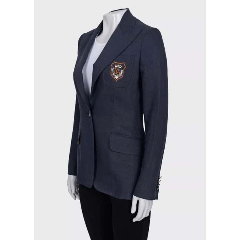 Dolce & Gabbana Embroidered Fitted Jacket Blue Linen Very good condition - Back View