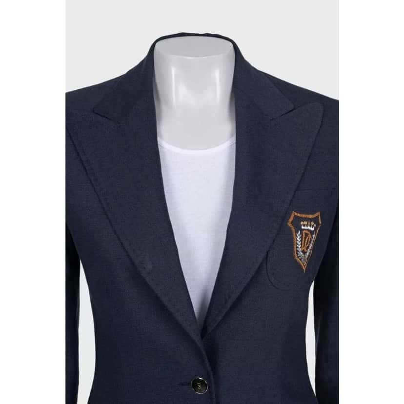 Dolce & Gabbana Embroidered Fitted Jacket Blue Linen Very good condition - Inside View