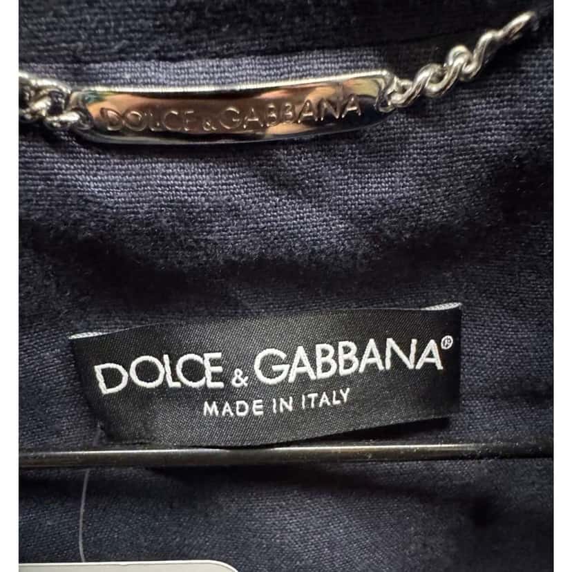 Dolce & Gabbana Embroidered Fitted Jacket Blue Linen Very good condition - Box View