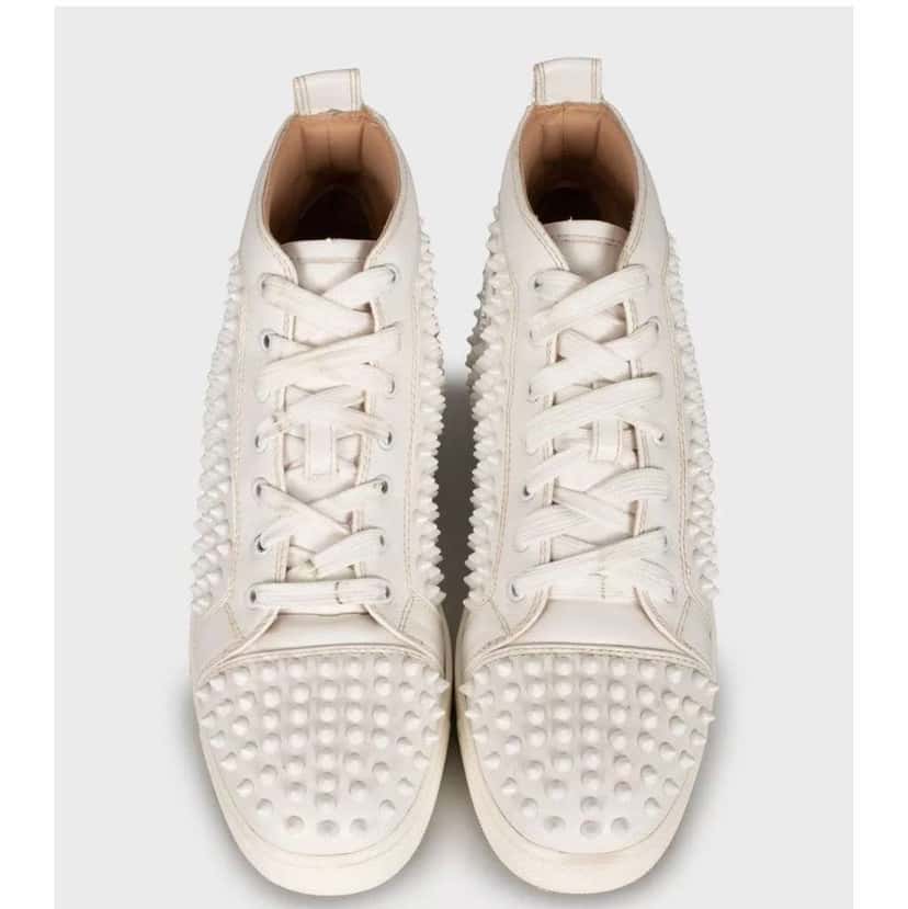 Christian Louboutin Spiked Sneakers White Leather Very good condition - Back View
