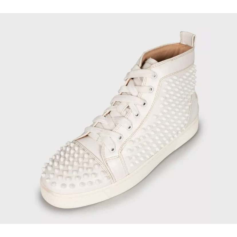 Christian Louboutin Spiked Sneakers White Leather Very good condition - Box View