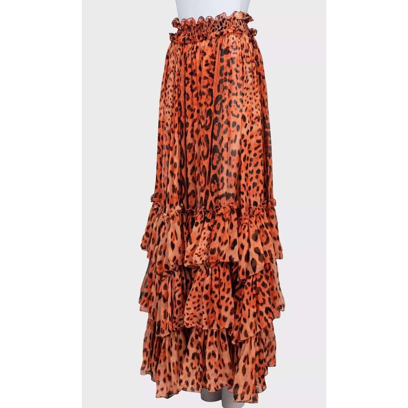 Dolce & Gabbana Animal Print Maxi Skirt MultiColor Silk Very good condition - Back View