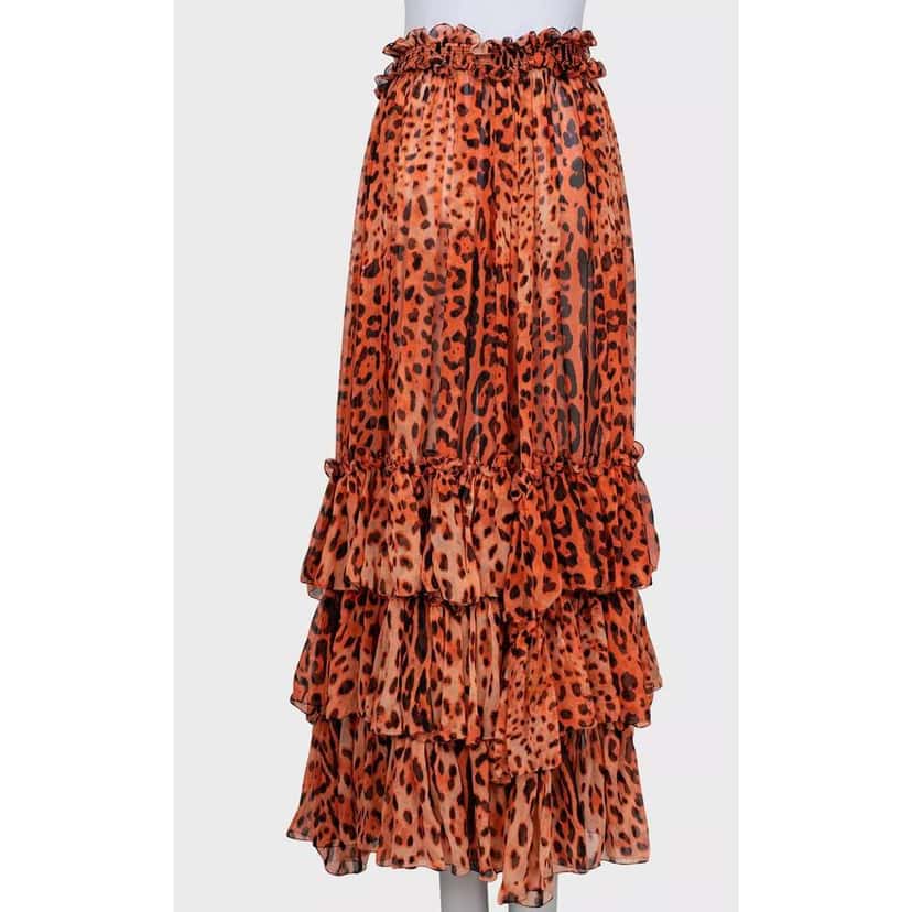 Dolce & Gabbana Animal Print Maxi Skirt MultiColor Silk Very good condition - Inside View
