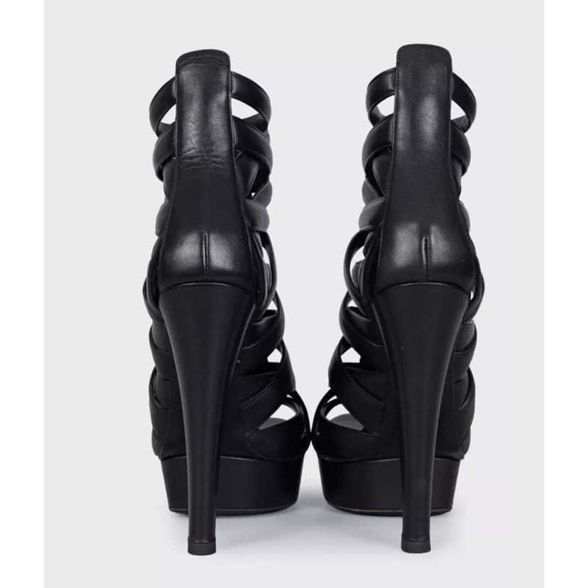 Gucci Front Zip High Heel Sandals Black Leather Very good condition - Inside View