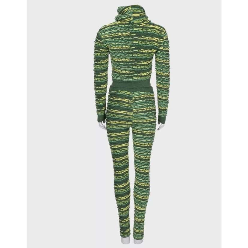 Chanel Cowl Top Pant Suit Set Green Wool Good condition - Inside View