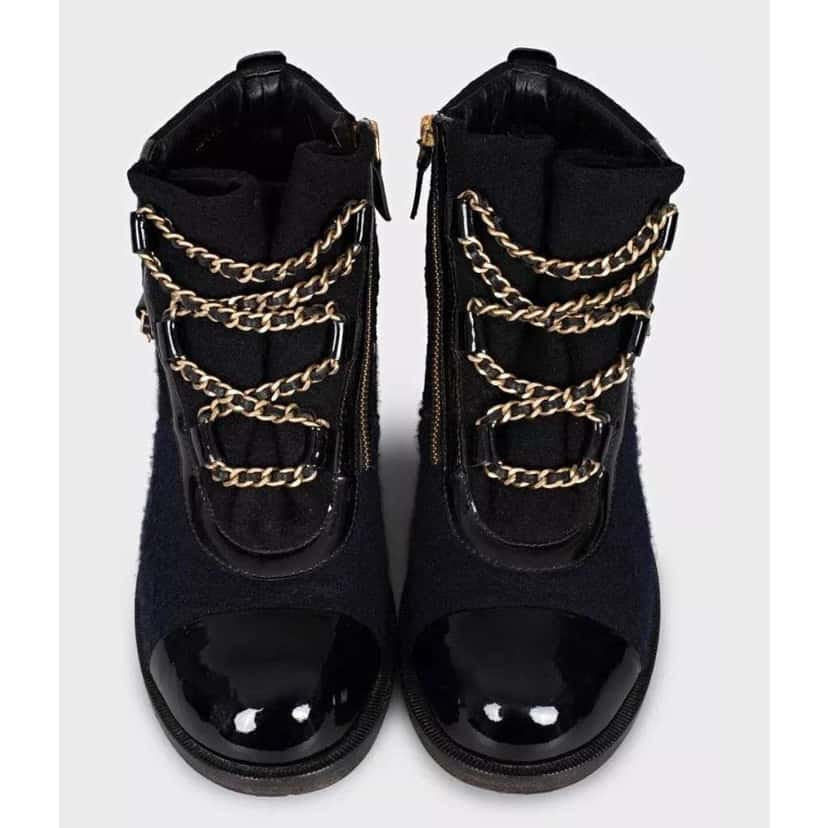 Chanel Paris Salzburg Chain Boots Black Leather Very good condition - Back View
