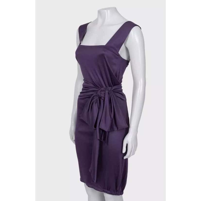 Saint Laurent Violet 100% Belted Dress Black Silk Very good condition - Back View
