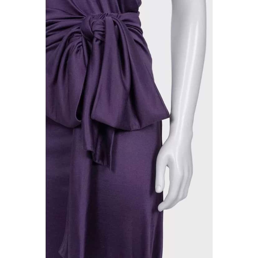 Saint Laurent Violet 100% Belted Dress Black Silk Very good condition - Model View