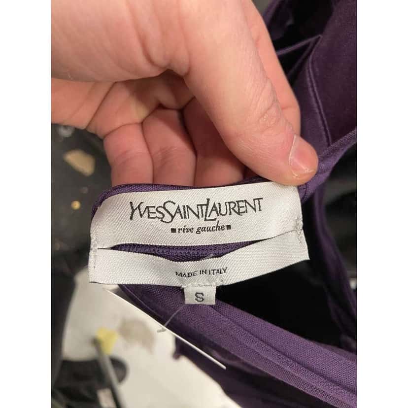 Saint Laurent Violet 100% Belted Dress Black Silk Very good condition - Box View