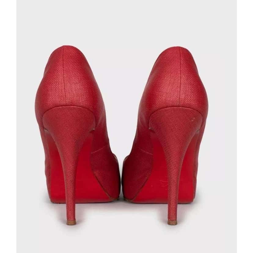 Christian Louboutin Open Toe Pumps Red Leather Very good condition - Box View