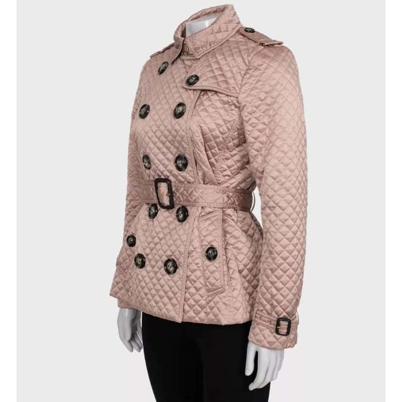 Burberry Quilted Belted Jacket Beige Cotton Very good condition - Back View