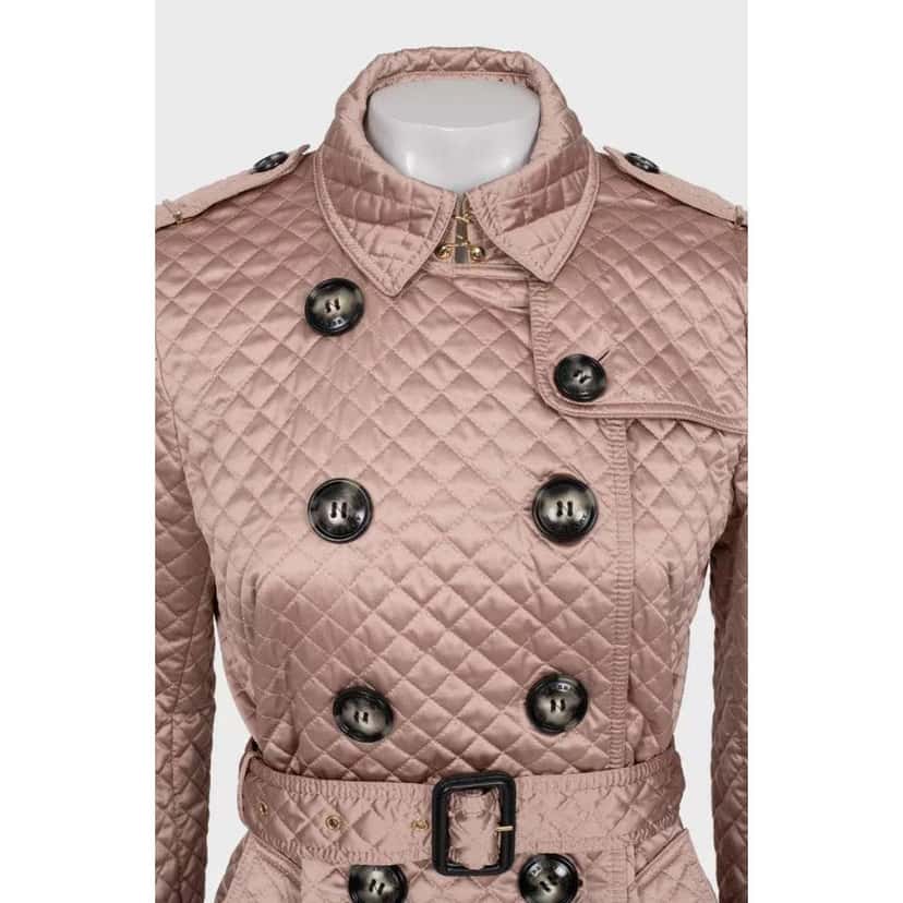 Burberry Quilted Belted Jacket Beige Cotton Very good condition - Model View