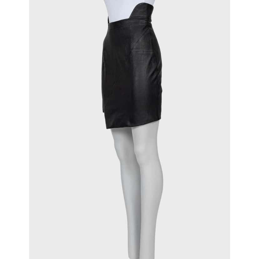 Saint Laurent Asymmetrical Skirt \ Black Leather Very good condition - Back View