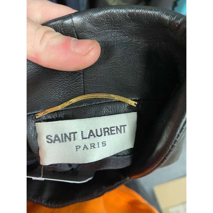 Saint Laurent Asymmetrical Skirt \ Black Leather Very good condition - Box View