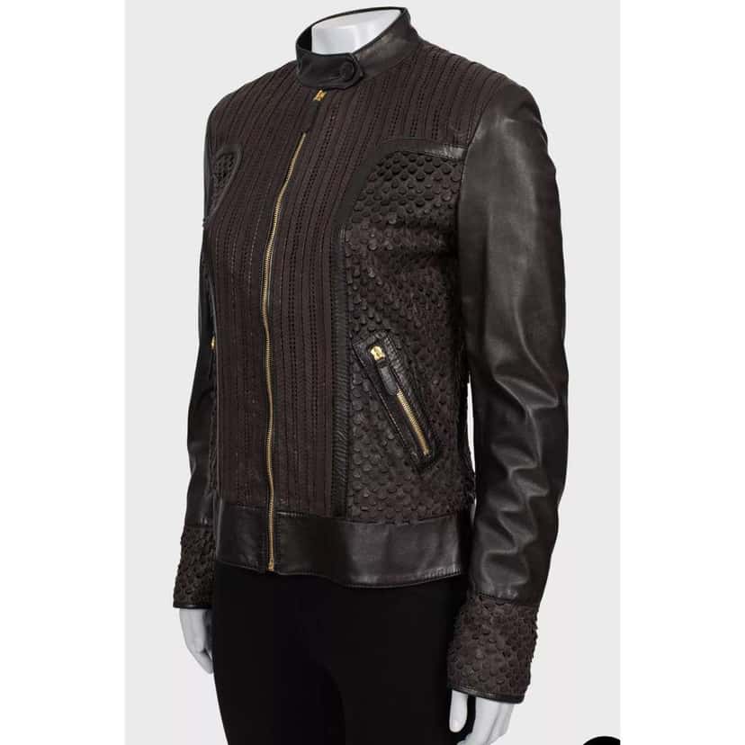 Roberto Cavalli Perforated Jacket Brown Leather Very good condition - Back View
