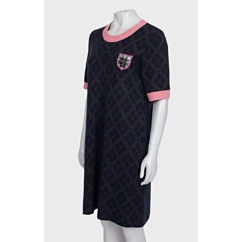 Chanel Paris Edimbourg Blend Knit Dress Black Wool Very good condition - Back View