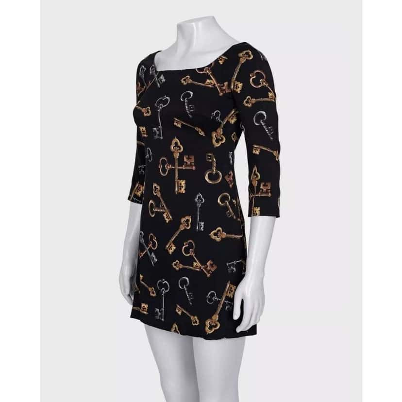 Dolce & Gabbana Key Print Dress Black Silk Very good condition - Back View