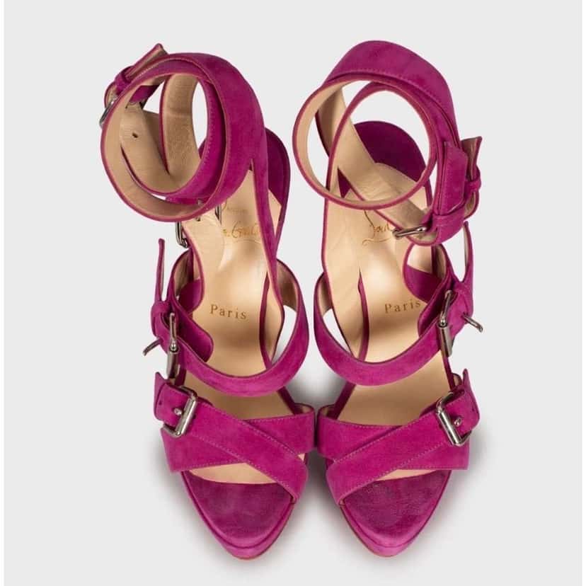 Christian Louboutin Open Toe Sandals Pink Leather Very good condition - Back View
