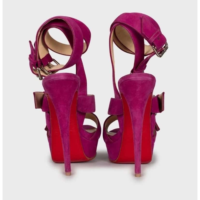 Christian Louboutin Open Toe Sandals Pink Leather Very good condition - Model View