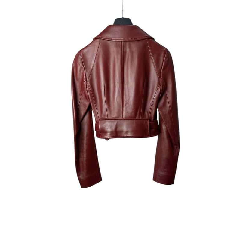 Dior Christian Biker Jacket Burgundy Leather Very good condition - Back View
