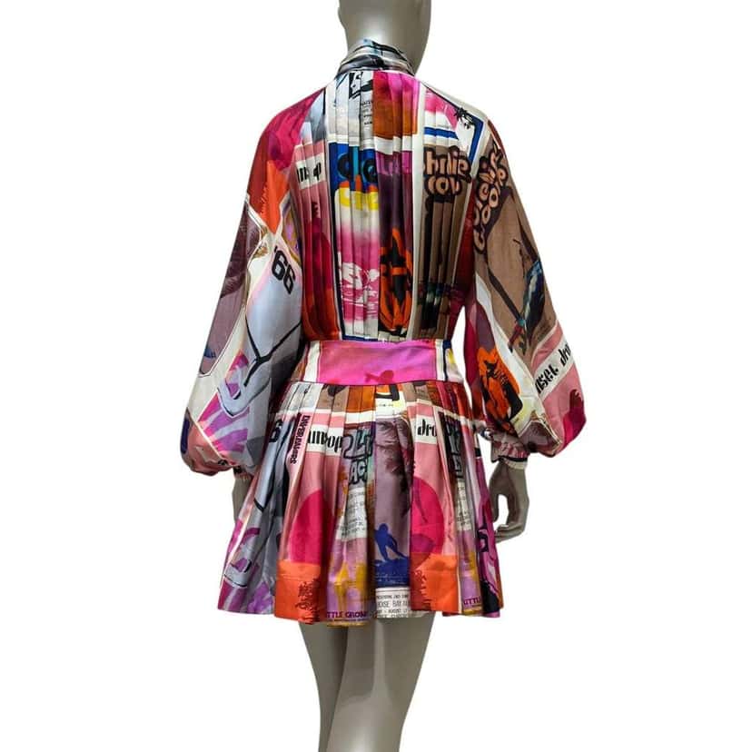 Zimmermann Poster Print Wavelength Mini Dress Pink Cotton Very good condition - Back View
