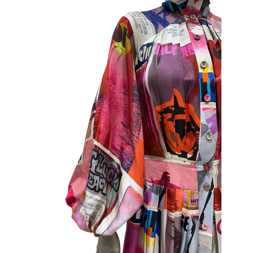 Zimmermann Poster Print Wavelength Mini Dress Pink Cotton Very good condition - Model View