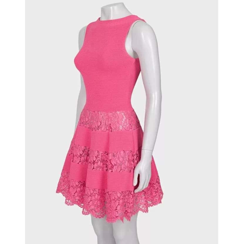 Valentino Garavani Valentino Lace Detail Dress Pink Cotton Very good condition - Back View