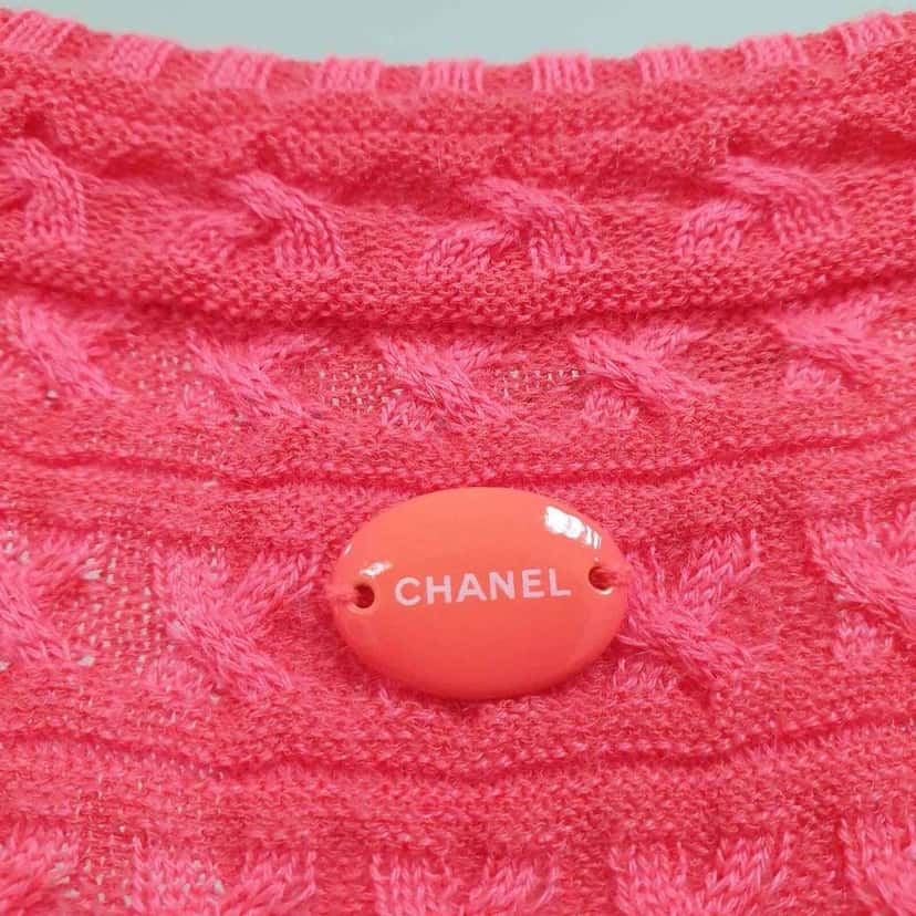 Chanel Textured Knit Dress Red Cotton Very good condition - Inside View