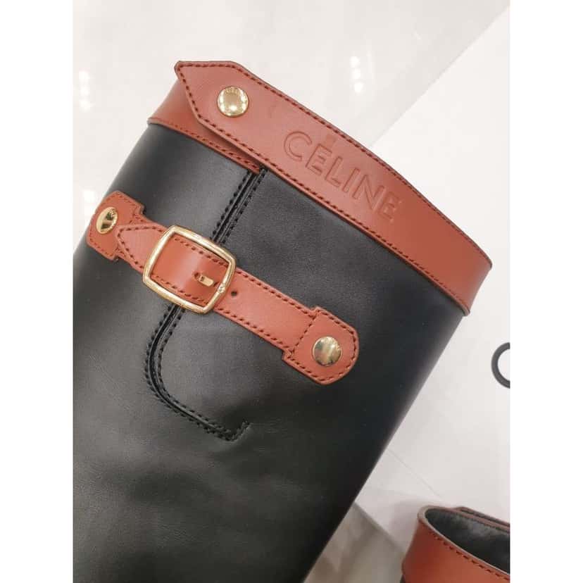 Celine Margaret High Boots Tabac Black Leather Very good condition - Inside View