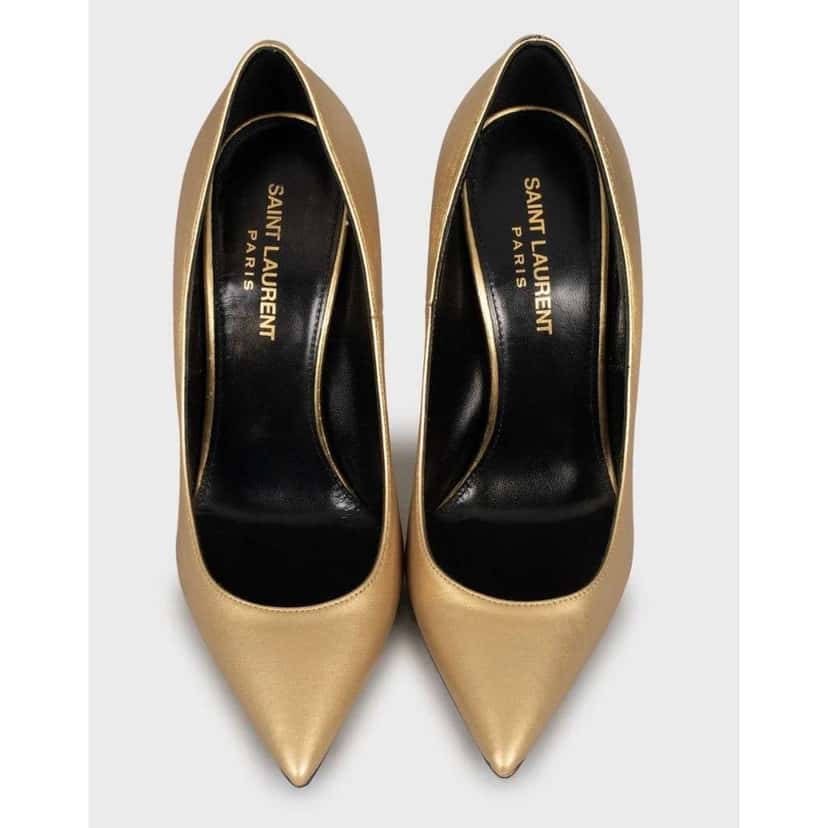 Saint Laurent Opyum Heels Gold Leather Very good condition - Back View