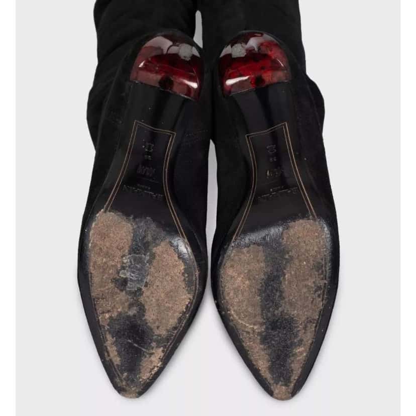 Balmain x HOver the Knee Boots Black Leather Good condition - Box View