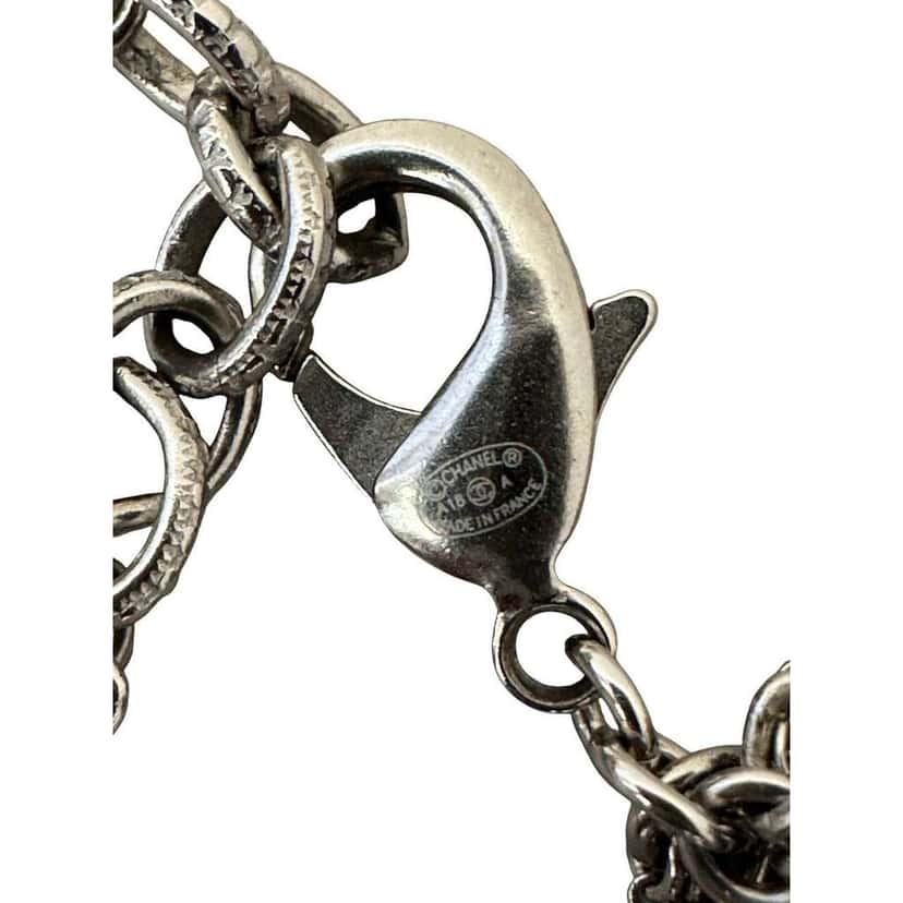 Chanel Multi Layer Chain Necklace A18 Silver Lace Very good condition - Box View